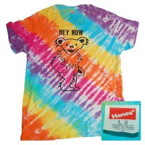 Vintage 1980s Grateful Dead HEY NOW Bear Single Stitch Tie Dye T-Shirt Large USA